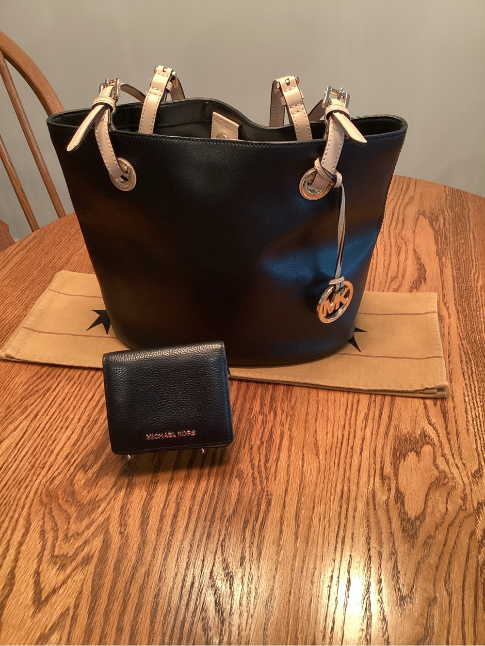 Michael Kors Black Leather Tote and Michael Kors Leather Wallet